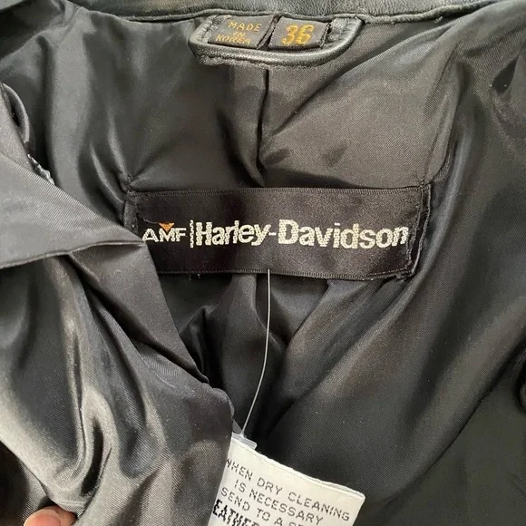 Vintage AMF HARLEY-DAVIDSON 70 Unisex LEATHER 2 tone color Moto BIKER JACKET, 36